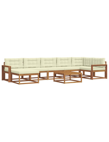 Set di divani da esterno con cuscino 8 pcs Naturale e Crema