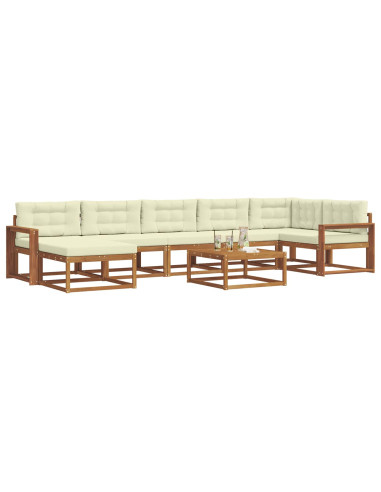Set di divani da esterno con cuscino 8 pcs Naturale e Crema