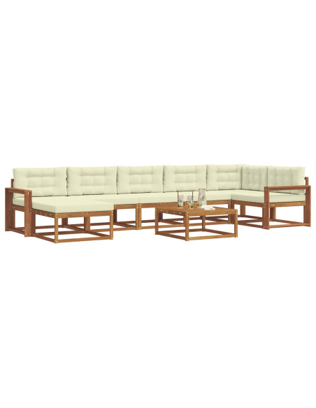 Set di divani da esterno con cuscino 8 pcs Naturale e Crema