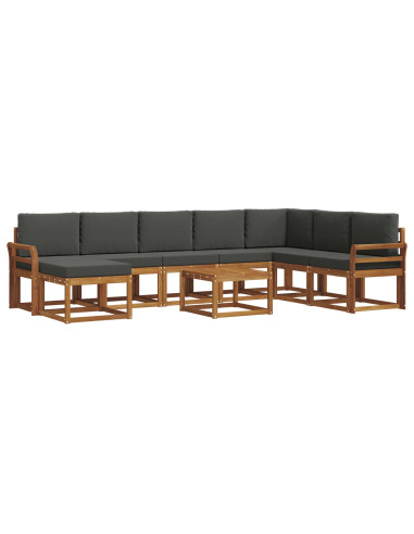 Set di divani da esterno con cuscino 9 pcs Naturale e Antracite