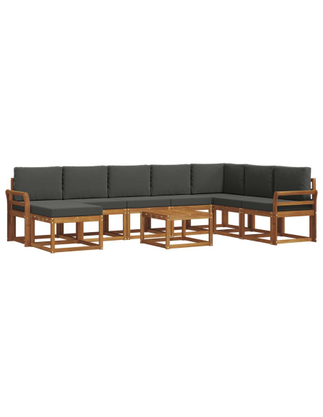 Set di divani da esterno con cuscino 9 pcs Naturale e Antracite