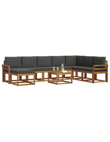 Set di divani da esterno con cuscino 9 pcs Naturale e Antracite