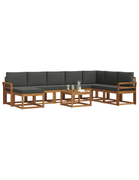 Set di divani da esterno con cuscino 9 pcs Naturale e Antracite