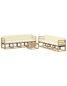 Set di divani da esterno con cuscino 9 pcs Bianco e Crema 2