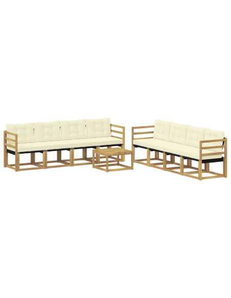 Set di divani da esterno con cuscino 9 pcs Bianco e Crema