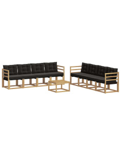 Set di divani da esterno con cuscino 9 pcs Bianco e Nero 2