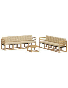 Set di divani da esterno con cuscino 9 pcs Bianco e Beige 2