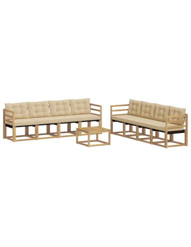 Set di divani da esterno con cuscino 9 pcs Bianco e Beige