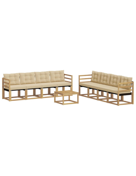 Set di divani da esterno con cuscino 9 pcs Bianco e Beige