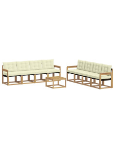 Set di divani da esterno con cuscino 9 pcs Bianco e Crema 2
