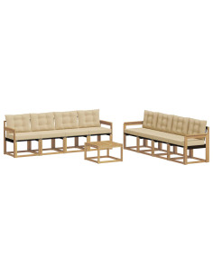 Set di divani da esterno con cuscino 9 pcs Bianco e Beige 2