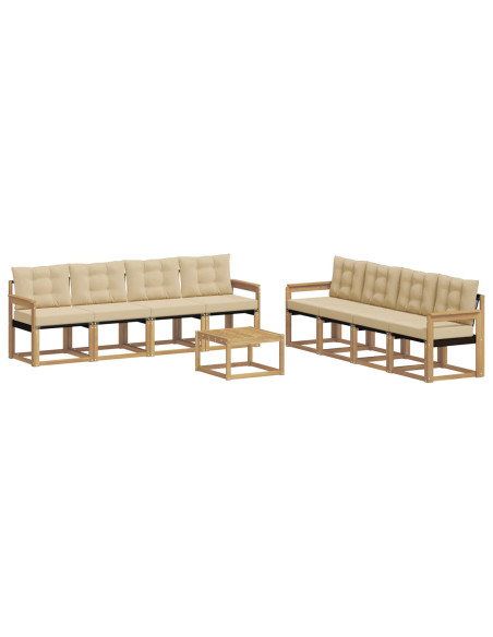 Set di divani da esterno con cuscino 9 pcs Bianco e Beige