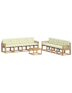 Set di divani da esterno con cuscino 9 pcs Bianco e Crema 2