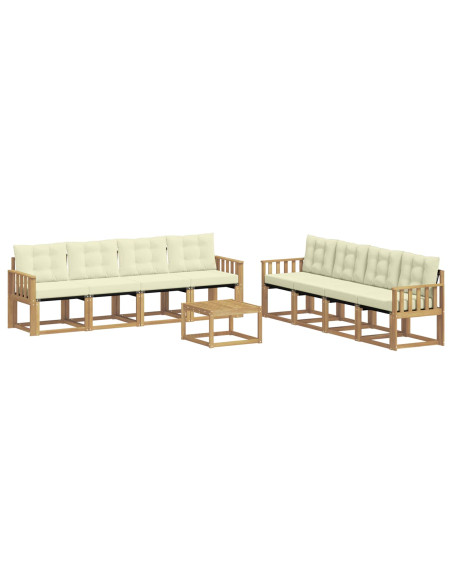Set di divani da esterno con cuscino 9 pcs Bianco e Crema