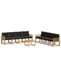 Set di divani da esterno con cuscino 9 pcs Bianco e Nero 2
