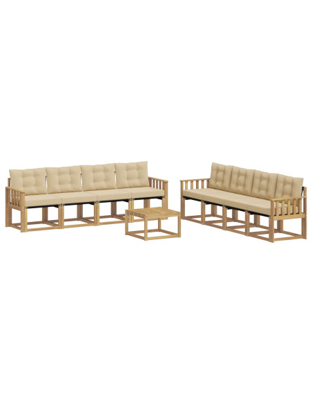 Set di divani da esterno con cuscino 9 pcs Bianco e Beige