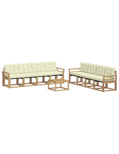 Set di divani da esterno con cuscino 9 pcs Bianco e Crema 2