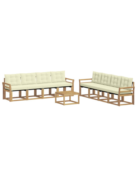 Set di divani da esterno con cuscino 9 pcs Bianco e Crema