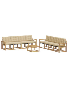Set di divani da esterno con cuscino 9 pcs Bianco e Beige 2