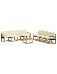Set di divani da esterno con cuscino 9 pcs Bianco e Crema 2