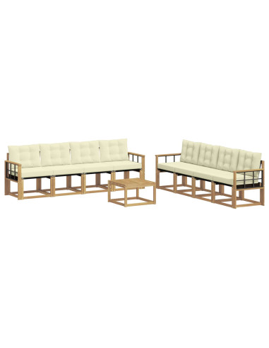 Set di divani da esterno con cuscino 9 pcs Bianco e Crema
