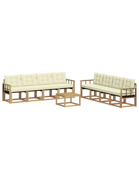 Set di divani da esterno con cuscino 9 pcs Bianco e Crema