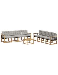 Set di divani da esterno 9 pcs Bianco e Grigio Chiaro 2