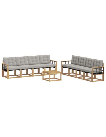 Set di divani da esterno 9 pcs Bianco e Grigio Chiaro