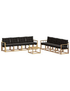 Set di divani da esterno con cuscino 9 pcs Bianco e Nero 2