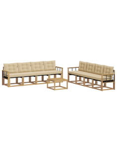 Set di divani da esterno con cuscino 9 pcs Bianco e Beige 2