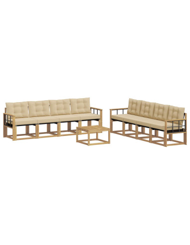 Set di divani da esterno con cuscino 9 pcs Bianco e Beige