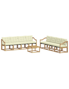 Set di divani da esterno con cuscino 9 pcs Bianco e Crema 2