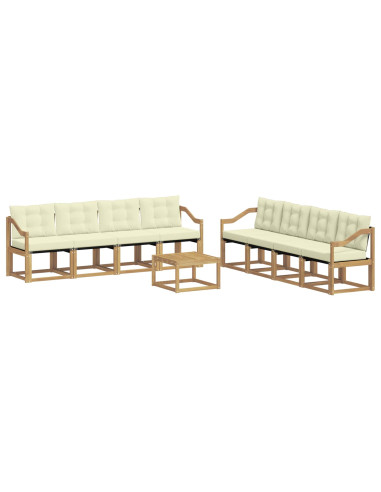 Set di divani da esterno con cuscino 9 pcs Bianco e Crema
