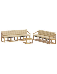 Set di divani da esterno con cuscino 9 pcs Bianco e Beige 2