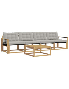 Set di divani da esterno 5 pcs Bianco e Grigio Chiaro 2
