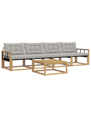 Set di divani da esterno 5 pcs Bianco e Grigio Chiaro