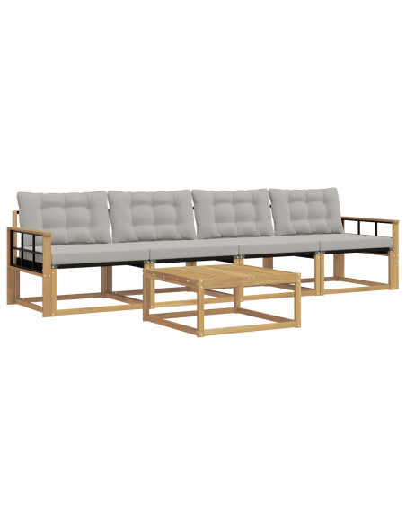 Set di divani da esterno 5 pcs Bianco e Grigio Chiaro