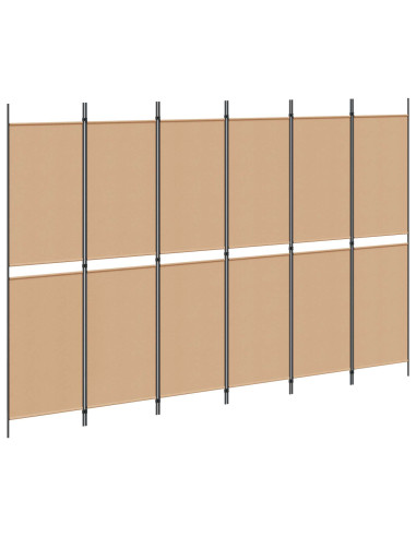 Divisore per Stanza a 6 Pannelli Beige 300 x 200 cm Tessuto