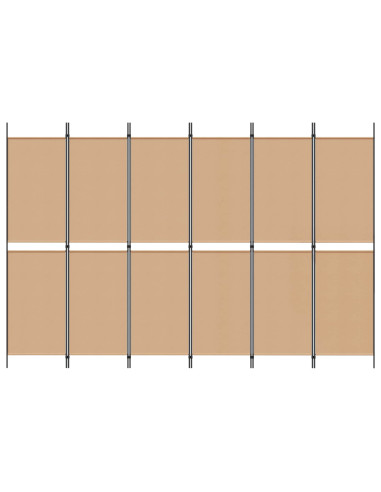Divisore per Stanza a 6 Pannelli Beige 300 x 200 cm Tessuto