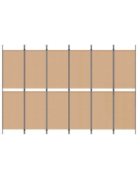 Divisore per Stanza a 6 Pannelli Beige 300 x 200 cm Tessuto