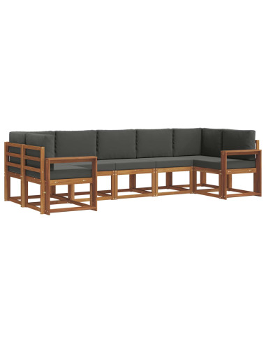 Set di divani da esterno con cuscino 7 pcs Naturale e Antracite