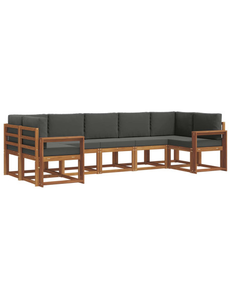 Set di divani da esterno con cuscino 7 pcs Naturale e Antracite