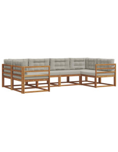 Set di divani da esterno 6 pcs Grigio Naturale e Chiaro 2