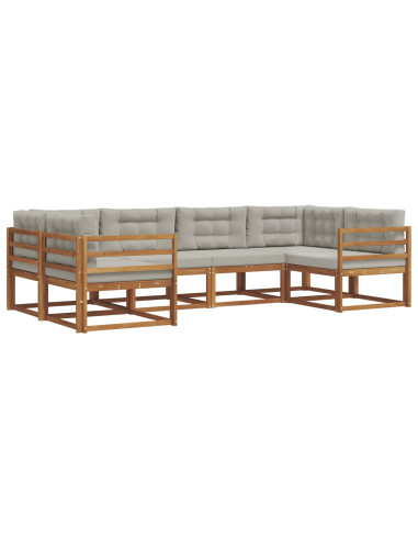 Set di divani da esterno 6 pcs Grigio Naturale e Chiaro