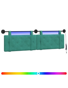 Testiera sospesa Con luce LED Turchese Velluto 2