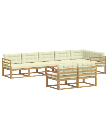 Set di divani da esterno 6 pcs Bianco e Crema Poliestere
