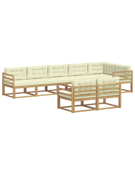 Set di divani da esterno 6 pcs Bianco e Crema Poliestere