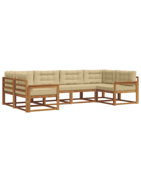 Set di divani da esterno con cuscino 6 pcs Naturale e Beige