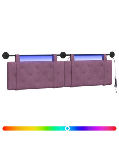 Testiera sospesa Con luce LED Viola Velluto 2