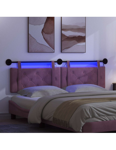Testiera sospesa Con luce LED Viola Velluto